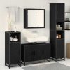  Fürdőszoba bútor szett polcokkal 2 pcs Fekete tölgy Faanyag