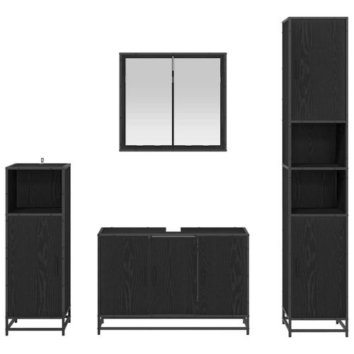  Fürdőszoba bútor szett polcokkal 2 pcs Fekete tölgy Faanyag