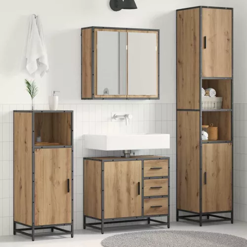  Fürdőszoba bútor szett fiókkal 3 pcs Artisan tölgy Faanyag