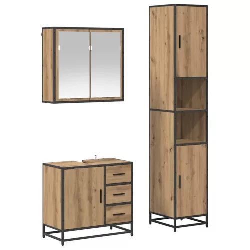  Fürdőszoba bútor szett fiókkal 3 pcs Artisan tölgy Faanyag