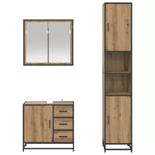 Fürdőszoba bútor szett fiókkal 3 pcs Artisan tölgy Faanyag