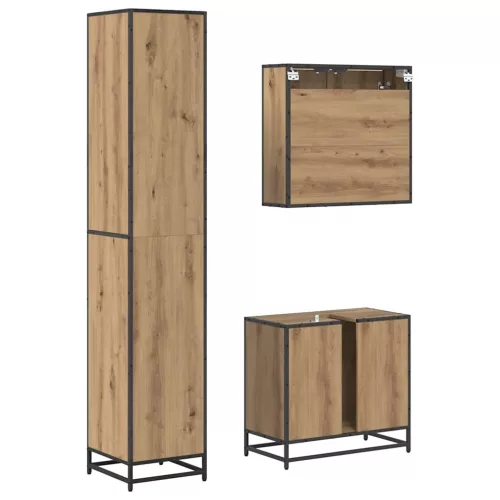  Fürdőszoba bútor szett fiókkal 3 pcs Artisan tölgy Faanyag