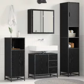    Fürdőszoba bútor szett fiókkal 3 pcs Fekete tölgy Faanyag