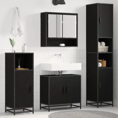  Fürdőszoba bútor szett polcokkal 3 pcs Artisan tölgy Faanyag