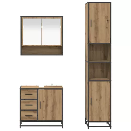  Fürdőszoba bútor szett fiókkal 3 pcs Artisan tölgy Faanyag