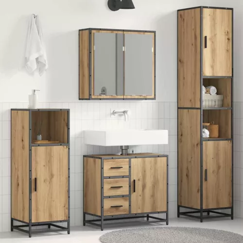  Fürdőszoba bútor szett fiókkal 4 pcs Artisan tölgy Faanyag