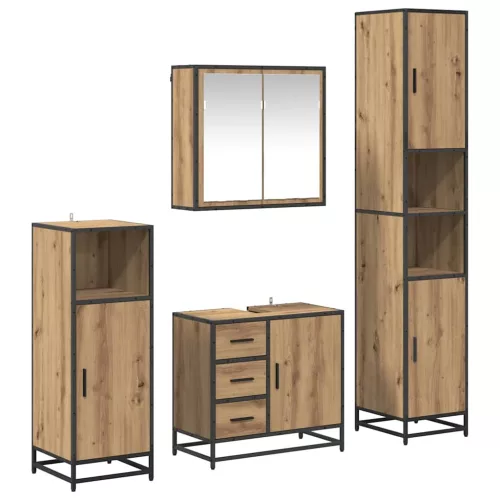  Fürdőszoba bútor szett fiókkal 4 pcs Artisan tölgy Faanyag