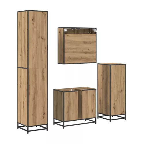  Fürdőszoba bútor szett fiókkal 4 pcs Artisan tölgy Faanyag