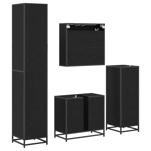  Fürdőszoba bútor szett fiókkal 4 pcs Fekete tölgy Faanyag