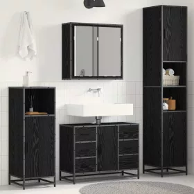   Fürdőszoba bútor szett fiókkal 3 pcs Fekete tölgy Faanyag