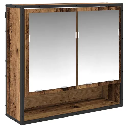  Fürdőszoba bútor szett fiókkal polcokkal 3 pcs Öreg fa Faanyag