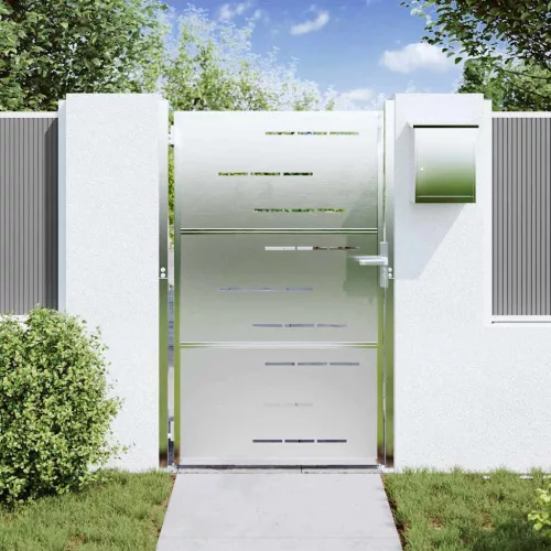  Kerti kapu zárral Ezüst 100 x 125 cm Rozsdamentes acél