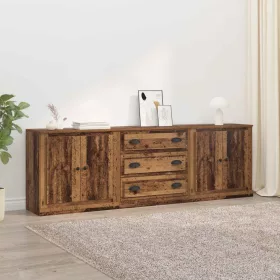    Oldalszekrények 3 pcs Antik Fa 210 x 35,5 x 67,5 cm Szerelt Fa