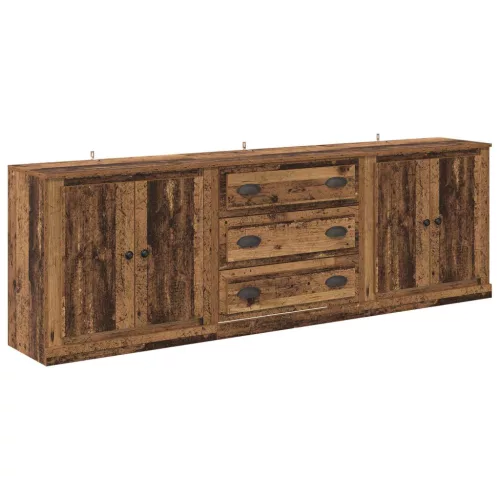  Oldalszekrények 3 pcs Antik Fa 210 x 35,5 x 67,5 cm Szerelt Fa