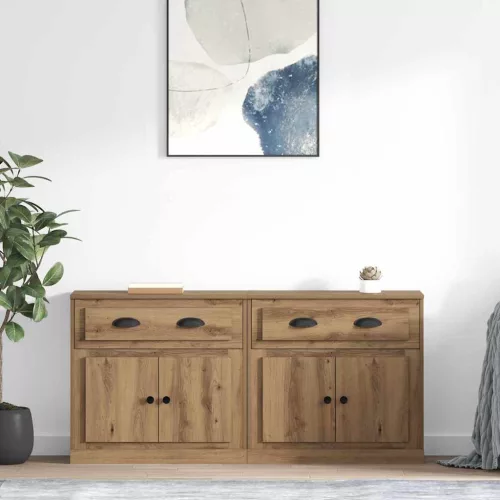  Oldalszekrények 2 pcs Artisan tölgy 70 x 35,5 x 67,5 cm Faanyag