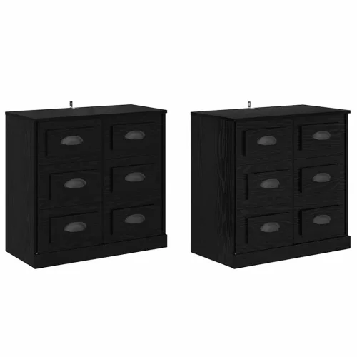  Oldalszekrények 2 pcs Fekete tölgy 70 x 35,5 x 67,5 cm Faanyag