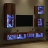 TV Fali Egységek LED-del LED -es lámpákkal 5 pcs Öreg fa Faanyag