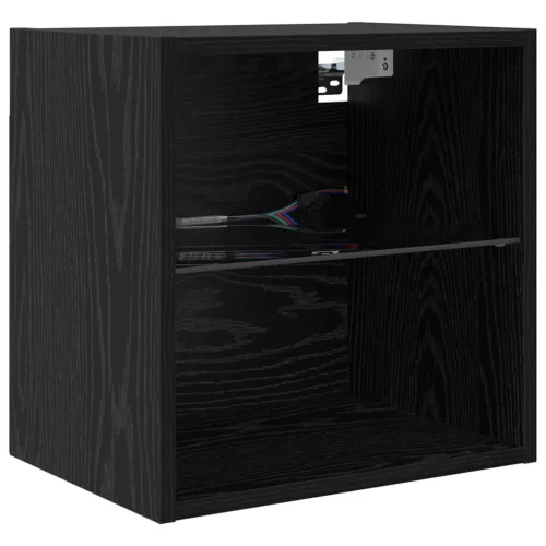 TV Fali Egységek LED-del LED -es lámpákkal 5 pcs Fekete tölgy Faanyag