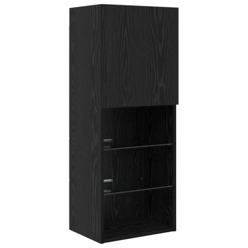 TV Fali Egységek LED-del LED -es lámpákkal 5 pcs Fekete tölgy Faanyag