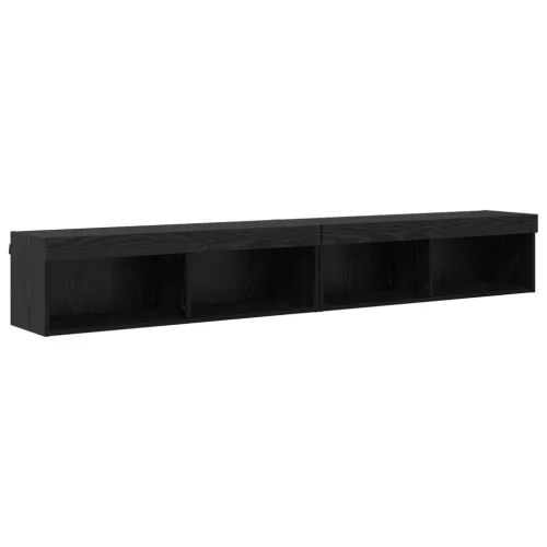 TV Fali Egységek LED-del LED -es lámpákkal 5 pcs Fekete tölgy Faanyag