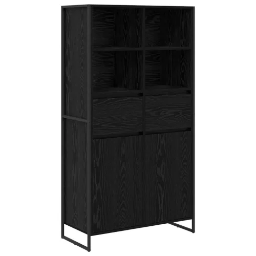  Széf fiókkal 2 pcs Fekete tölgy 81 x 36 x 150.5 cm Faanyag