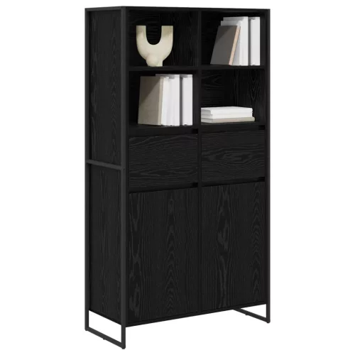  Széf fiókkal 2 pcs Fekete tölgy 81 x 36 x 150.5 cm Faanyag