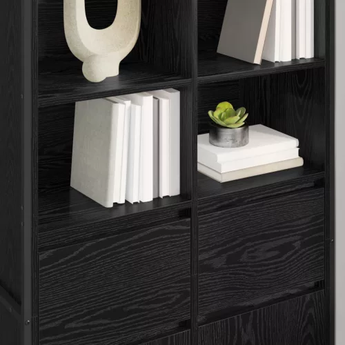  Széf fiókkal 2 pcs Fekete tölgy 81 x 36 x 150.5 cm Faanyag