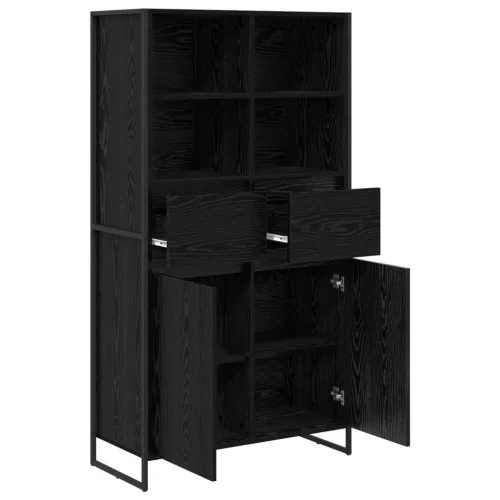  Széf fiókkal 2 pcs Fekete tölgy 81 x 36 x 150.5 cm Faanyag