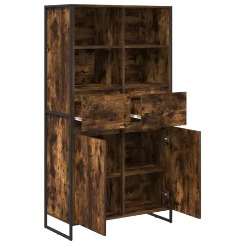  Széf fiókkal 2 pcs Füstös tölgy 81 x 36 x 150.5 cm Faanyag