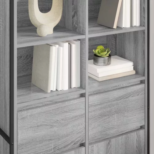  Széf fiókkal 2 pcs Szürke Sonoma 81 x 36 x 150.5 cm Faanyag
