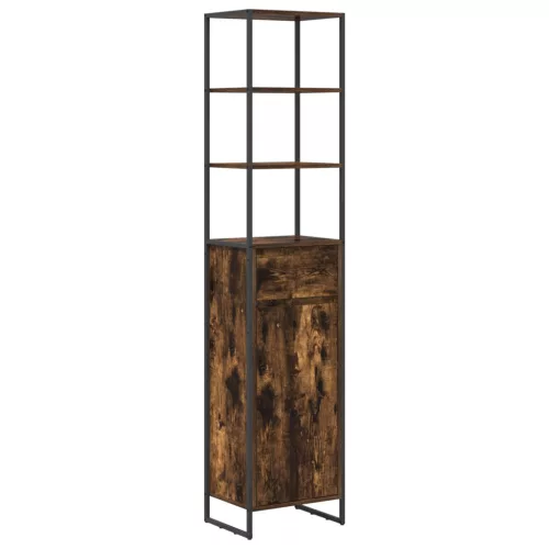  Fürdőszoba bútor szett fiókkal polcokkal Füstölt tölgy Faanyag