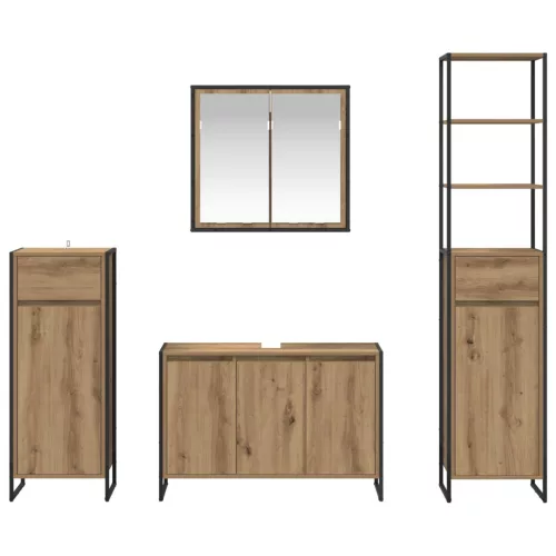  Fürdőszoba bútor szett fiókkal polcokkal Artisan tölgy Faanyag