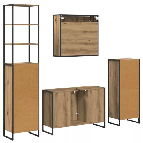  Fürdőszoba bútor szett fiókkal polcokkal Artisan tölgy Faanyag