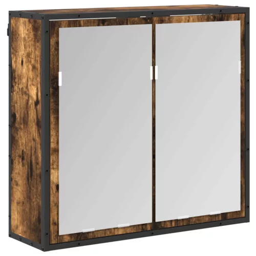  Fürdőszoba bútor szett fiókkal polcokkal Füstölt tölgy Faanyag