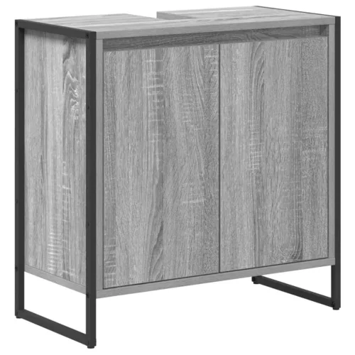  Fürdőszoba bútor szett fiókkal polcokkal Szürke Sonoma Faanyag