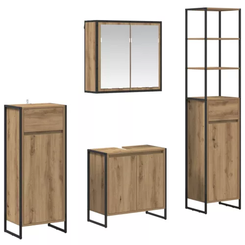  Fürdőszoba bútor szett fiókkal polcokkal Artisan tölgy Faanyag