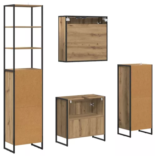  Fürdőszoba bútor szett fiókkal polcokkal Artisan tölgy Faanyag