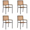  Kültéri Székek 4 pcs Krém, barna PE rattan, tömör akácfa