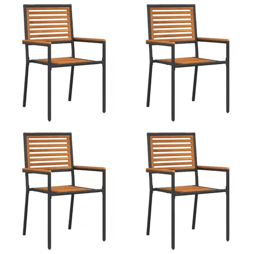  Kültéri Székek 4 pcs Krém, barna PE rattan, tömör akácfa