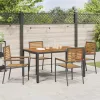  Kültéri Székek 4 pcs Krém, barna PE rattan, tömör akácfa