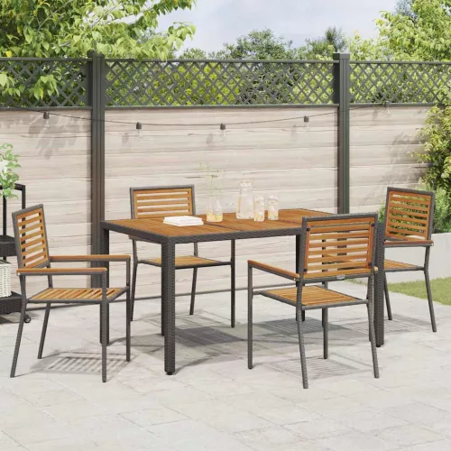  Kültéri Székek 4 pcs Krém, barna PE rattan, tömör akácfa