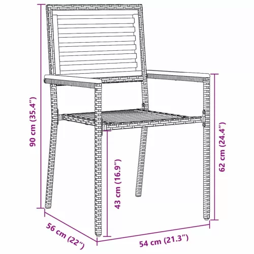  Kültéri Székek 4 pcs Krém, barna PE rattan, tömör akácfa