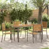  Kültéri Székek 4 pcs Szürke, Barna PE rattan, tömör akácfa