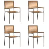  Kültéri Székek 4 pcs Szürke, Barna PE rattan, tömör akácfa