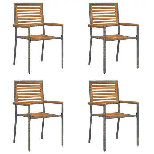  Kültéri Székek 4 pcs Szürke, Barna PE rattan, tömör akácfa