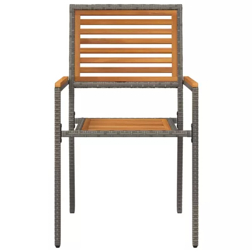  Kültéri Székek 4 pcs Szürke, Barna PE rattan, tömör akácfa
