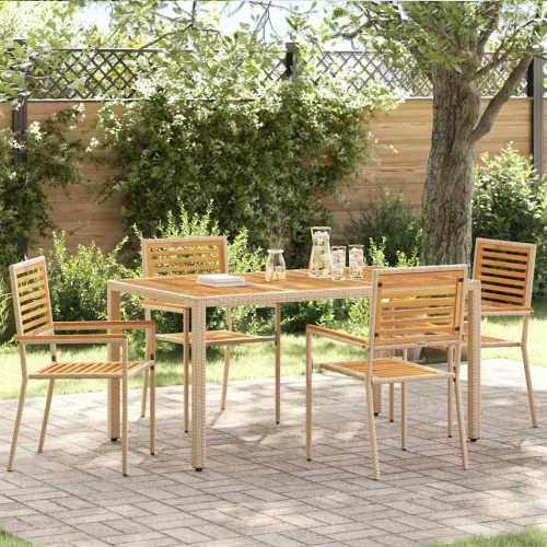  Kültéri Székek 4 pcs Krém, barna PE rattan, tömör akácfa