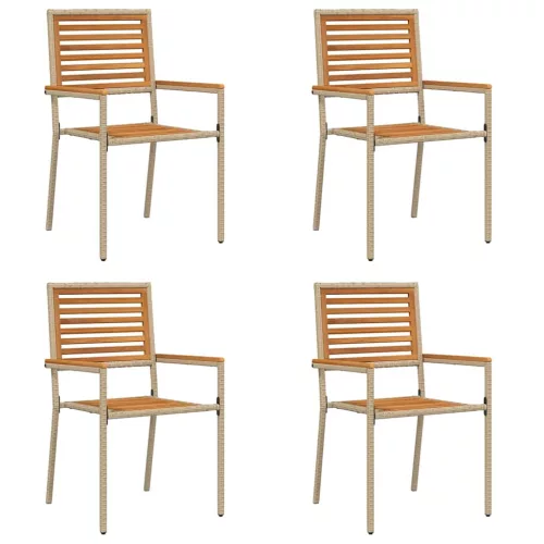  Kültéri Székek 4 pcs Krém, barna PE rattan, tömör akácfa