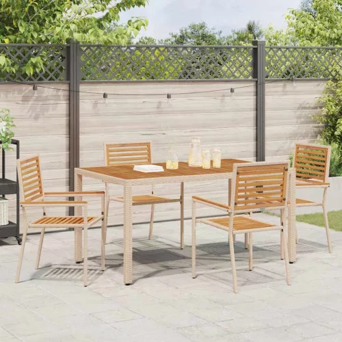  Kültéri Székek 4 pcs Krém, barna PE rattan, tömör akácfa