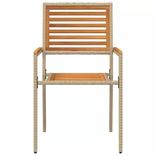  Kültéri Székek 4 pcs Krém, barna PE rattan, tömör akácfa